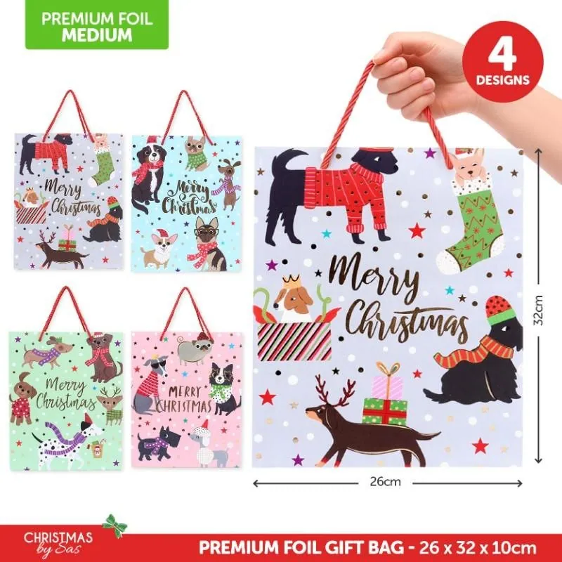 Gift Bag Premium Foil Playful Christmas Series Medium 26cm X 32cm X 10cm 4 Assorted Designs – image 4