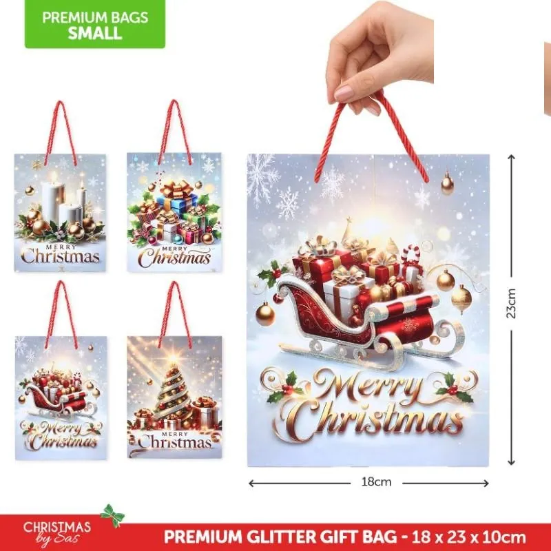 Gift Bag Premium Glitter Magical Christmas Series Small 18cm X 23cm X 10cm 4 Assorted Designs – image 4