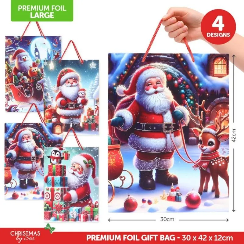 Gift Bag Premium Foil Festive Christmas Series Large 30cm X 42cm X 12cm 4 Assorted Designs – image 4