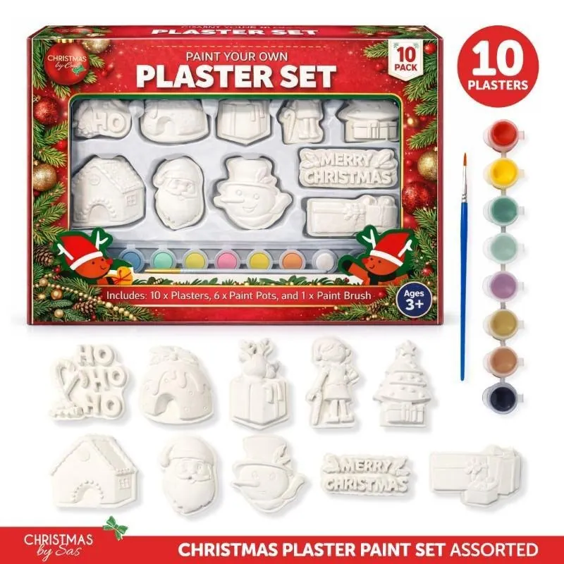 Christmas Paint Your Own Plaster Set Includes 10 X Christmas Plasters, 8 X Paint Pots and 1 X Paint Brush – image 3