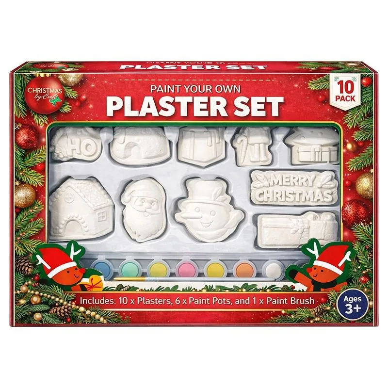 Christmas Paint Your Own Plaster Set Includes 10 X Christmas Plasters, 8 X Paint Pots and 1 X Paint Brush – image 2