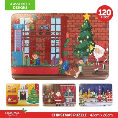 Christmas Puzzle 120pc - Large 42cm X 28cm Multi-Colour 4 Assorted Designs