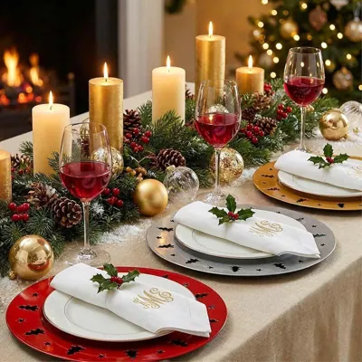 Christmas Plate 33cm Christmas Tree & Star Die-Cut Design 3 Assorted Colours (Gold, Silver& Red)