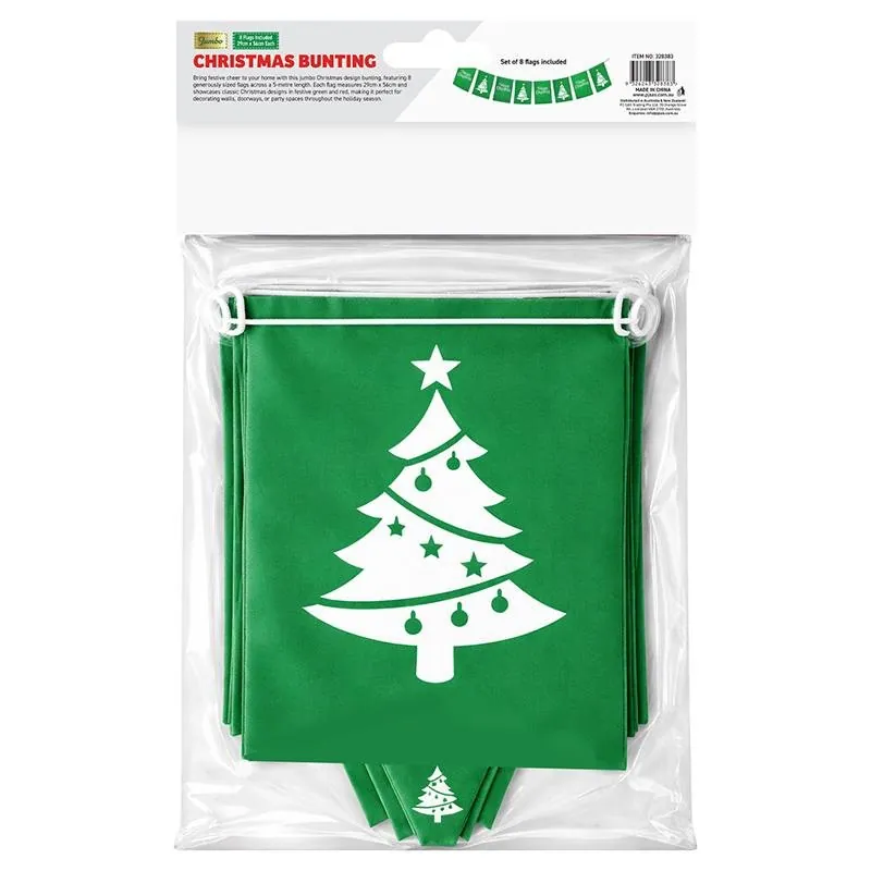 Christmas Flag Bunting Jumbo Size 29cm X 58cm 5m Length Includes: 8 Flags – image 2