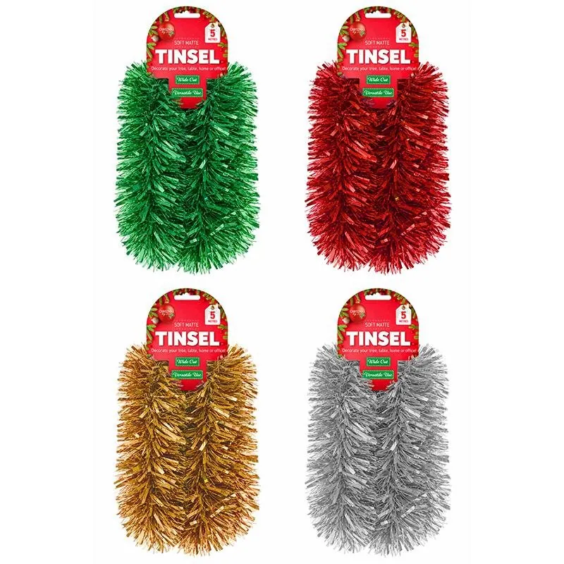 Christmas Tinsel Matte Finish 5m X 9cm - Gold, Silver, Red & Geen – image 3
