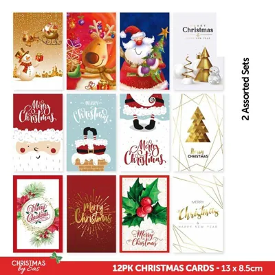 Christmas Cards 2 Assorted Sets 13.5cm X 8.5cm 12pk