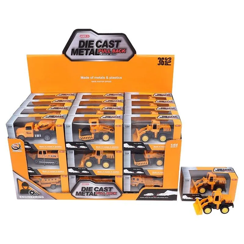 Die Cast Pull Back Engineering Vehicles- 6 Assorted Designs – image 4
