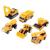 Die Cast Pull Back Engineering Vehicles- 6 Assorted Designs – image 1