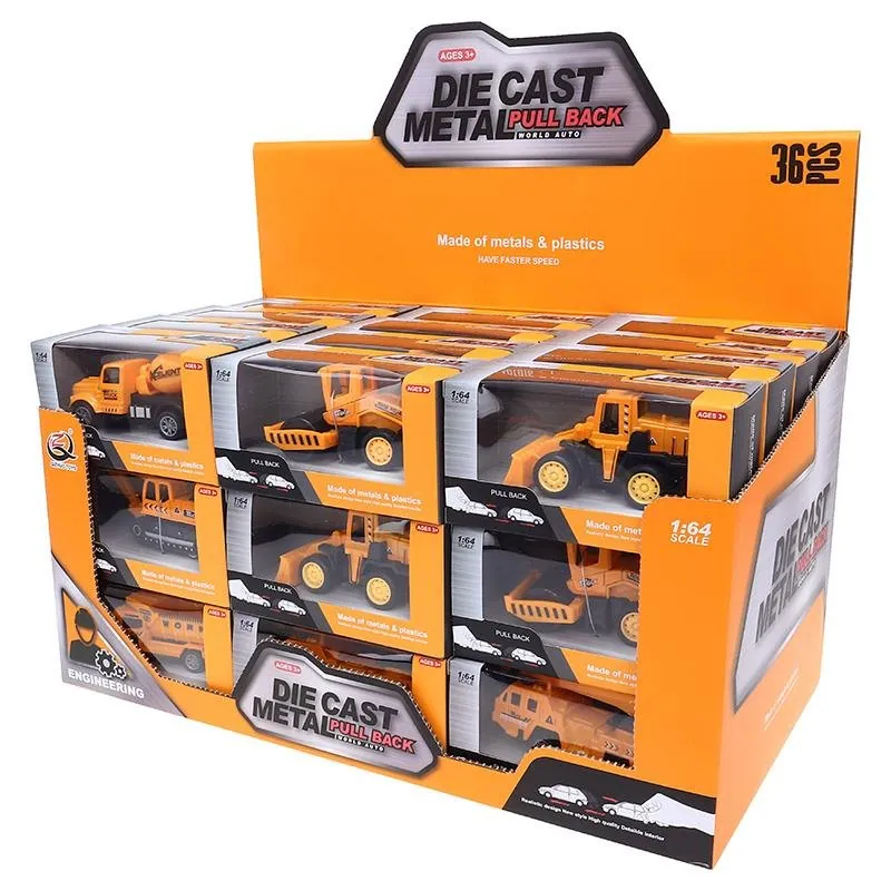 Die Cast Pull Back Engineering Vehicles- 6 Assorted Designs – image 3