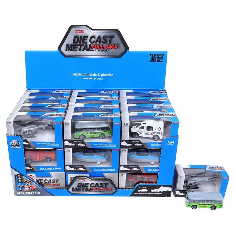 Die Cast Pull Back City Traffic Vehicles- 6 Assorted Designs – image 4