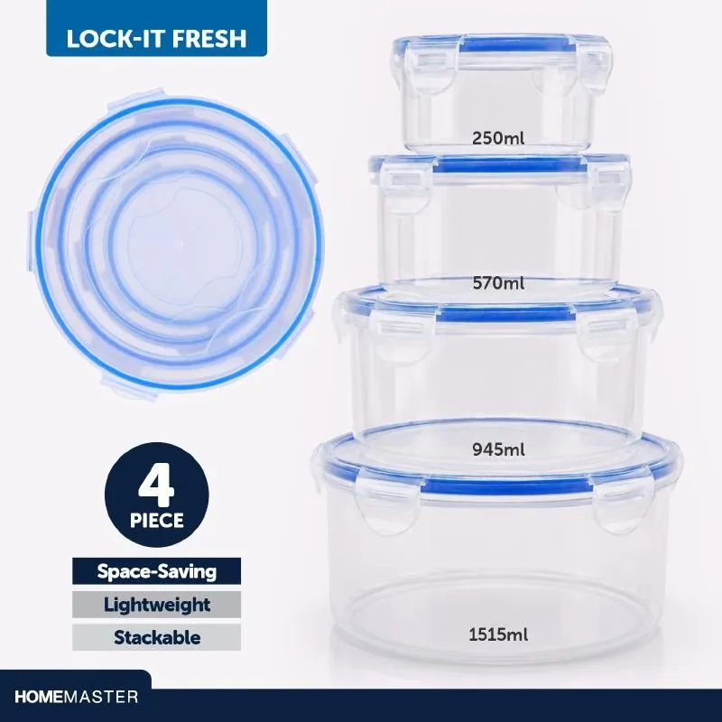 Container Lock It Fresh Round 4pk 250mL, 570mL, 945mL, 1515ml – image 2