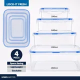 Container Lock It Fresh Rectangle 4pk 290mL, 640mL, 1280mL, 1920ml – image 2