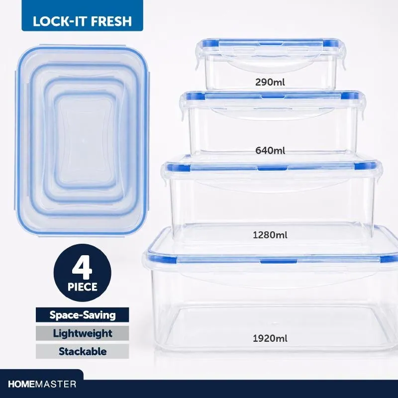 Container Lock It Fresh Rectangle 4pk 290mL, 640mL, 1280mL, 1920ml – image 2