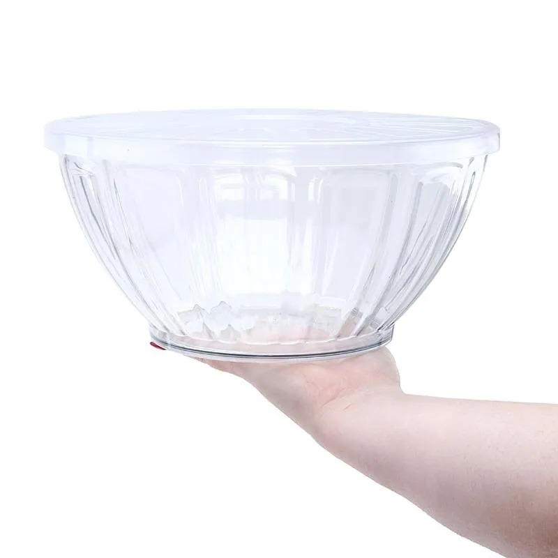 Clear Plastic Salad Bowl with Clear Pet Lid 3.5l – image 2