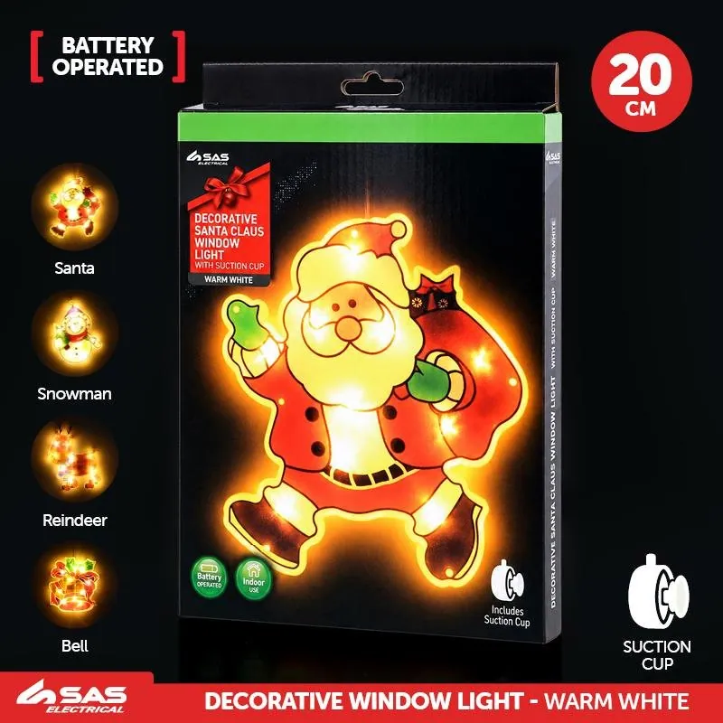 Decorative Light Battery Operated Christmas Characters with Suction Cup 10LED Warm White 4 Assorted Characters Requires: 3 X AAA Batteries (Not Included) – image 3