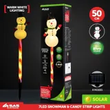Stake Light Solar Christmas Snowman with Candy Stripe Stake 7LED 14cm X 8.5cm X 50cm Warm White 8 Functions – image 4