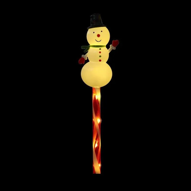 Stake Light Solar Christmas Snowman with Candy Stripe Stake 7LED 14cm X 8.5cm X 50cm Warm White 8 Functions – image 2