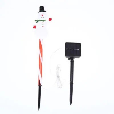 Stake Light Solar Christmas Snowman with Candy Stripe Stake 7LED 14cm X 8.5cm X 50cm Warm White 8 Functions