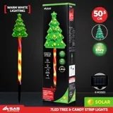 Stake Light Solar Christmas Tree with Candy Stripe Stake 7LED 14cm X 9.4cm X 50.5cm Warm White 8 Functions – image 4