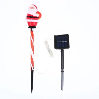 Stake Light Solar Christmas Santa with Candy Stripe Stake 7LED 11cm X 8cm X 48cm Warm White 8 Functions