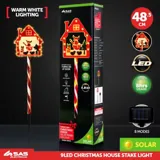 Stake Light Solar Christmas House with Candy Stripe Stake 9LED 11cm X 12cm X 48.5cm Warm White 8 Functions – image 4