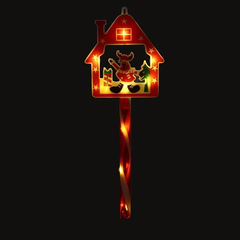 Stake Light Solar Christmas House with Candy Stripe Stake 9LED 11cm X 12cm X 48.5cm Warm White 8 Functions – image 2