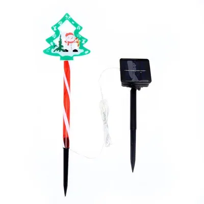 Stake Light Solar Christmas Tree with Candy Stripe Stake 9LED 11cm X 12.5cm X 48.5cm Warm White 8 Functions