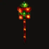 Stake Light Solar Christmas Present with Candy Stripe Stake 9LED 10.2cm X 12.5cm X 49cm Warm White 8 Functions – image 2