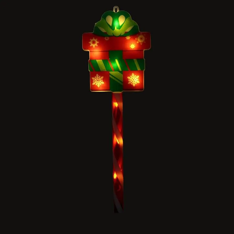 Stake Light Solar Christmas Present with Candy Stripe Stake 9LED 10.2cm X 12.5cm X 49cm Warm White 8 Functions – image 2