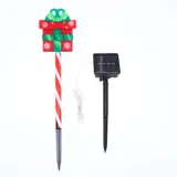 Stake Light Solar Christmas Present with Candy Stripe Stake 9LED 10.2cm X 12.5cm X 49cm Warm White 8 Functions – image 1