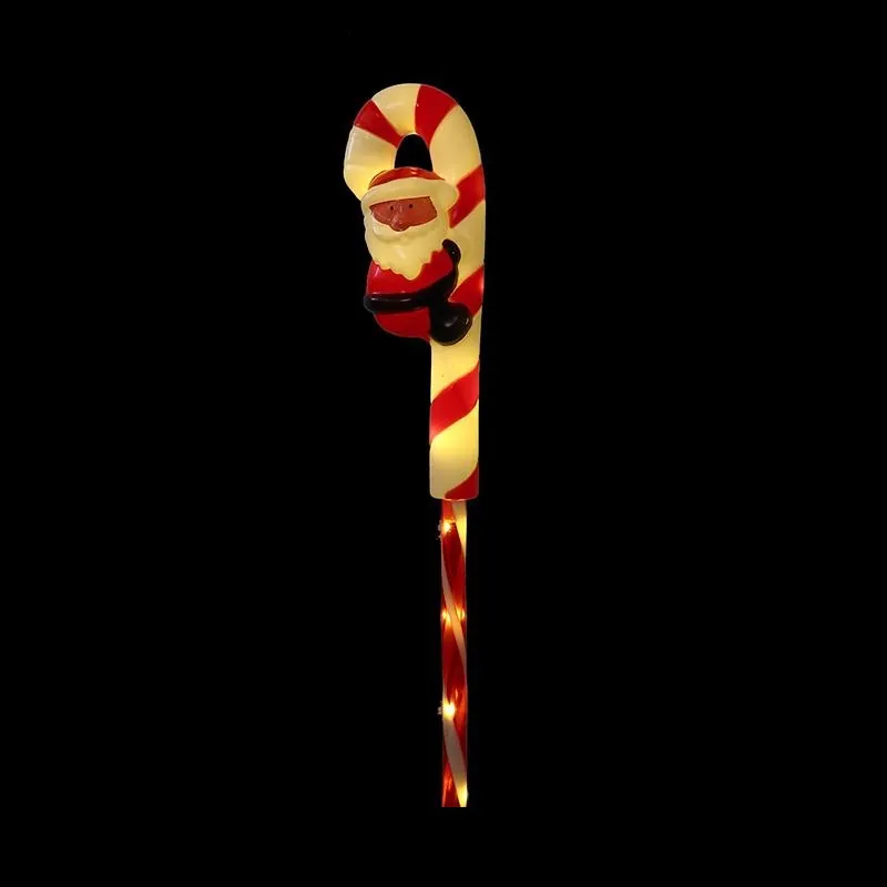 Stake Light Solar Christmas Santa with Candy Cane & Candy Stripe Stake 12LED 9cm X 5.5cm X 67cm Warm White 8 Functions – image 2