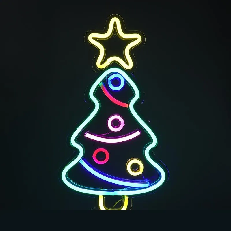 Christmas Neon Light Christmas Tree Acrylic-Style Clear Back Panel with Hang Hole 40cm X 22cm USB 5V 1A – image 2