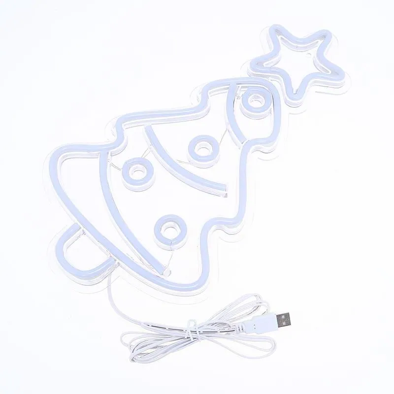 Christmas Neon Light Christmas Tree Acrylic-Style Clear Back Panel with Hang Hole 40cm X 22cm USB 5V 1A – image 3