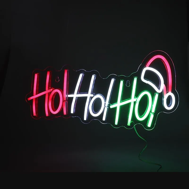 Christmas Neon Light HoHoHo Acrylic-Style Clear Back Panel with Hang Hole 40cm X 21cm USB 5V 1A – image 2