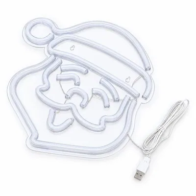 Christmas Neon Light Santa Acrylic-Style Clear Back Panel with Hang Hole 35cm X 35cm USB 5V 1A