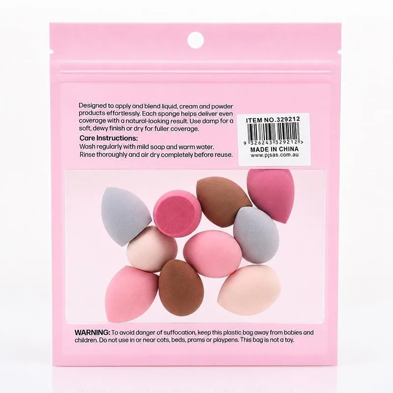 Makeup Blending Mini Sponges 10pk - Includes: 5pc X Tear Drop & 5pc X Angled Cut Teardrop - Assorted Neutral Colours – image 3