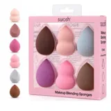 Makeup Blending Sponges 6pk - Includes 3 Shapes: Classic Teardrop, Angled-Cut Teardrop & Hourglass - Assorted Neutral Colours – image 4