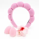 Beauty & Cleansing Routine Set 4pc - Includes: 1x Headband, 1x Hair Clip, 2x Makeup Blending Sponges - Assorted Colours: Pink & Purple – image 1