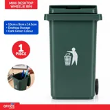Desktop Storage Mini Wheelie Bin Dark Green Colour 10cm X 8cm X 14.5cm – image 4