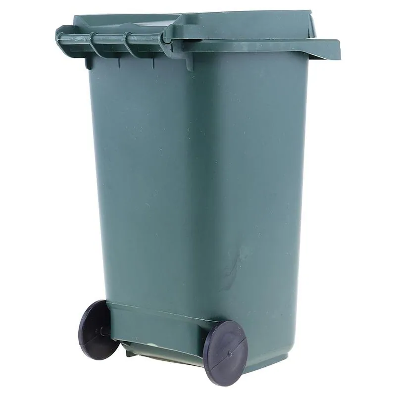 Desktop Storage Mini Wheelie Bin Dark Green Colour 10cm X 8cm X 14.5cm – image 3
