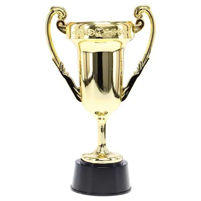 Gold Plastic Trophy Classic Cup Style Display Award with Black Base 13.5cm X 22.5cm X 8.4cm