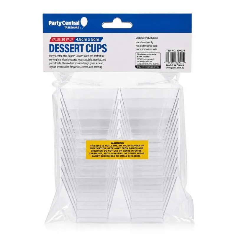 Dessert Cups Clear Mini Plastic Square 4.8cm X 5cm - 50ml - 20pk – image 3