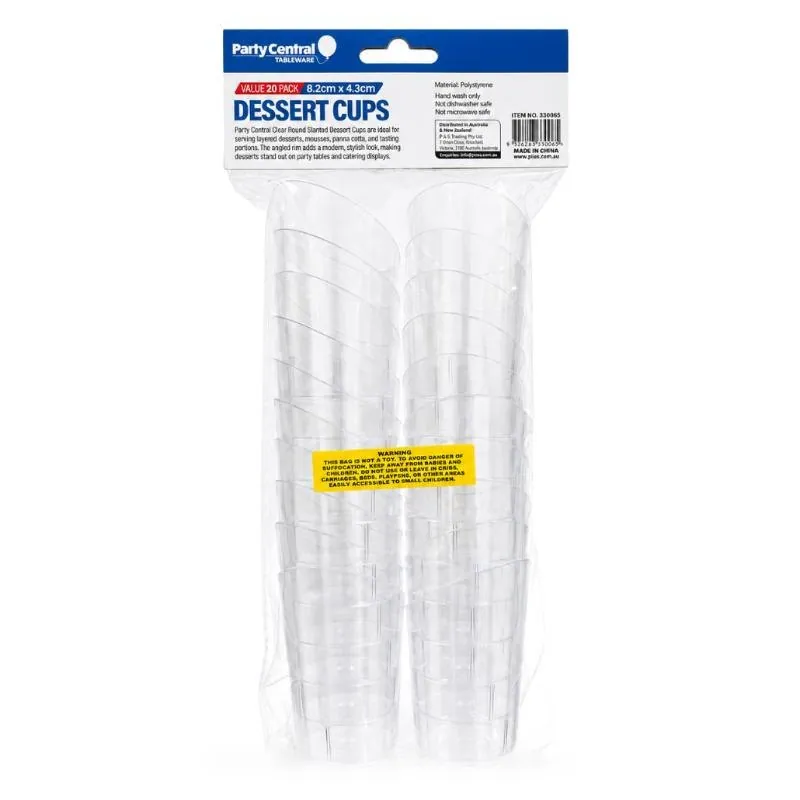 Dessert Cups Clear Plastic Round Slanted 8.2cm X 4.3cm - 63ml - 20pk – image 3