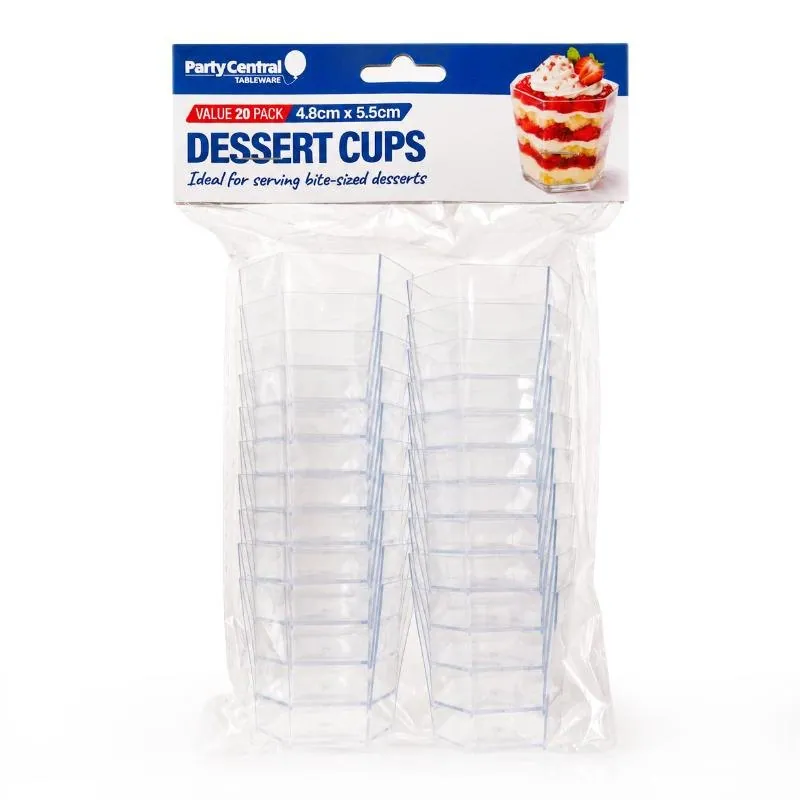 Dessert Cups Clear Plastic Hexagonal 4.8cm X 5.5cm - 55ml - 20pk – image 4