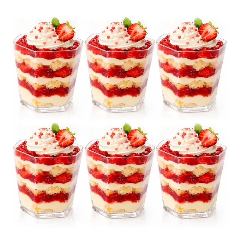 Dessert Cups Clear Plastic Hexagonal 4.8cm X 5.5cm - 55ml - 20pk – image 2
