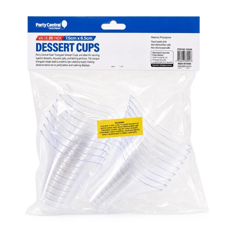 Dessert Cups Clear Plastic Triangular 7.5cm X 6.5cm - 75ml - 20pk – image 3