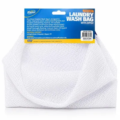 Laundry Delicates Wash Bag for Sneakers with Zipper Premium Double Padded - 20cmØ X 38cm - White