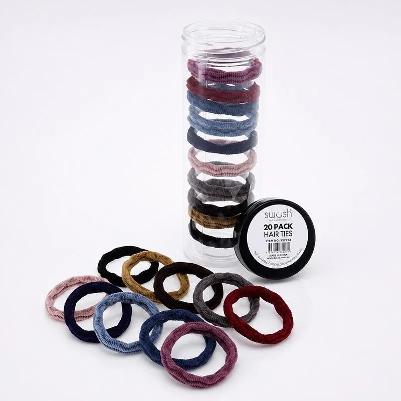 Hair Elastic Ties Ø4cm (Metal Free Fabric) 20pk/Tube - 10 Colour Packs – image 3