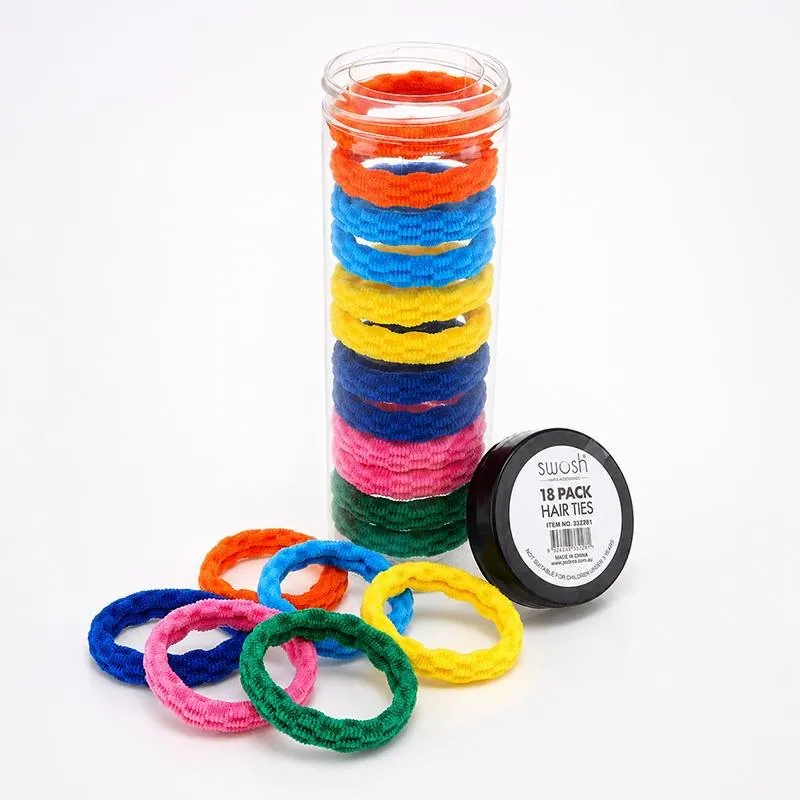 Hair Elastic Ties Ø4cm (Metal Free Fabric) 18pk/Tube - 6 Bright Colour Packs – image 3