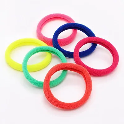 Hair Elastic Ties Ø4cm (Metal Free Fabric) 18pk/Tube - 6 Bright Neon Colour Packs